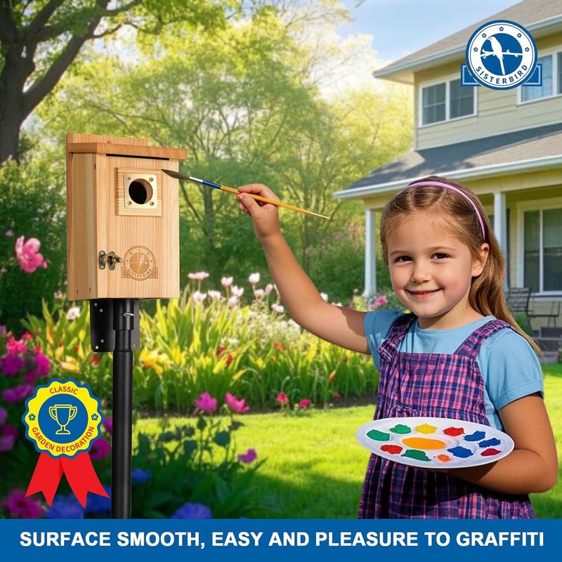 SISTERBIRD Bird Houses for Outside, Bluebird Houses for Outside, Wooden Birdhouses for Outdoors, Garden Decoration Bird House, Nesting Birdhouse, Bluebird Finch Swallow Wren Chickadee - Image 4